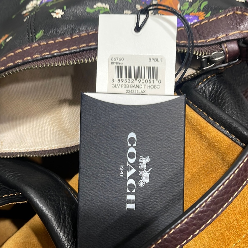 Coach Black and Tan Leather Tote - Picture 4 of 16